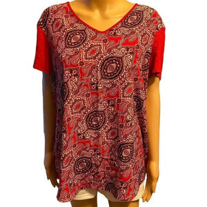 CB Beautiful Artsy lightweight Stretch Casual Summer Top Blouse Women Size XL